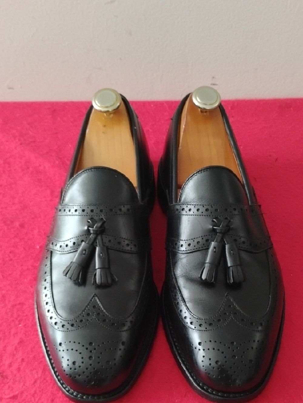 Allen Edmonds Black Leather Tassel Wingtip Loafers